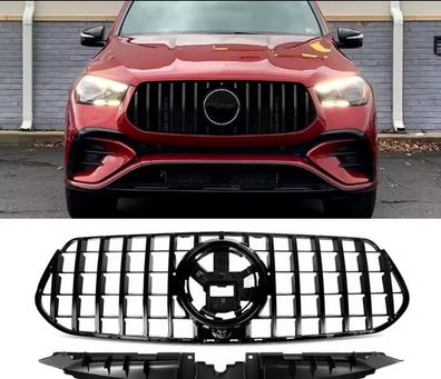 Panamericana Kühlergrill 360 Schwarz Hochglanz für Mercedes GLE V167 C167 Facelift