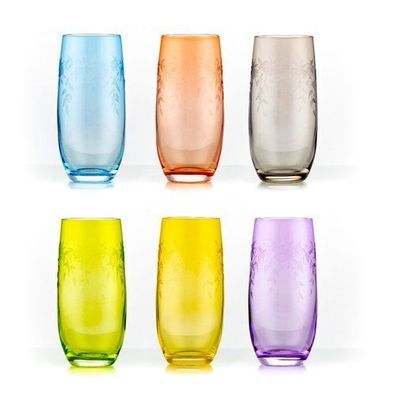 Longdrinks Floral 350 ml 6er Set Kristallglas Bohemia Crystalex