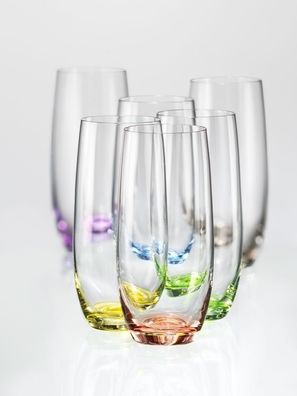 Longdrinks Rainbow 350 ml 6er Set Kristallglas Mehrfarbig Bohemia Crystalex