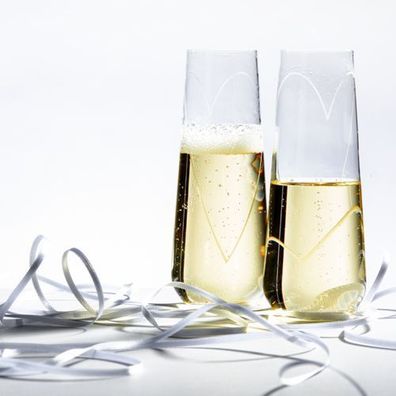 Prosecco Sektgläser Glass Heart Kristallglas 250 ml 2er Set Crystalex