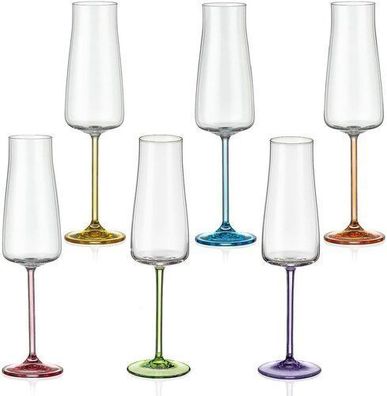 Rainbow Fresh Sektgläser 210 ml (6er-Set) Kristallglas Crystalex Bohemia