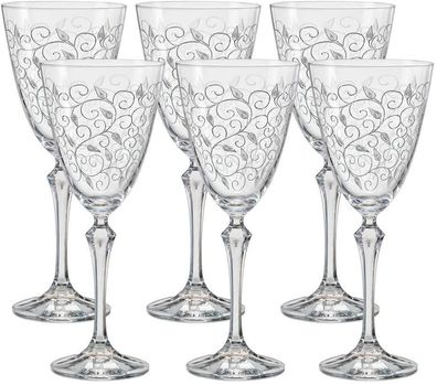 Rotweingläser Leaves Clear 350 ml 6er Set Kristallglas Bohemia Crystalex