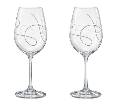 Rotweingläser Model String Clear 350 ml 2er Set Kristallglas Bohemia B-Ware !!!