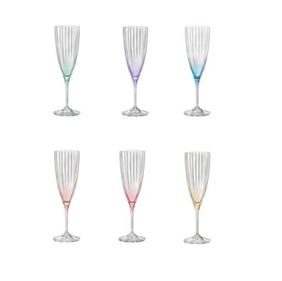 Sektgläser Kate Optic 220 ml 6er Set Kristallglas Bohemia Crystalex
