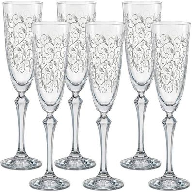 Sektgläser Model Leaves Clear 200 ml 6er Set Kristallglas Bohemia Crystalex