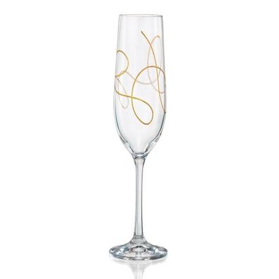 Sektgläser Model String Gold 190 ml 2er Set Kristallglas Bohemia Crystalex