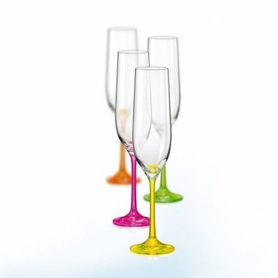Sektgläser Neon 190 ml 4er Set Kristallglas Bohemia Crystalex