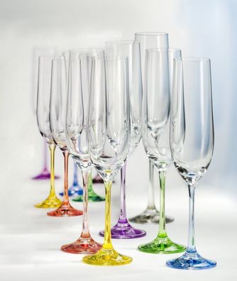 Sektgläser Sektglas Rainbow 190 ml 6er Set Kristallglas Mehrfarbig Bohemia Crystalex