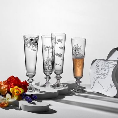 Sektglas Bella von Mucha 205 ml 4er Set Kristallglas Bohemia Crystalex