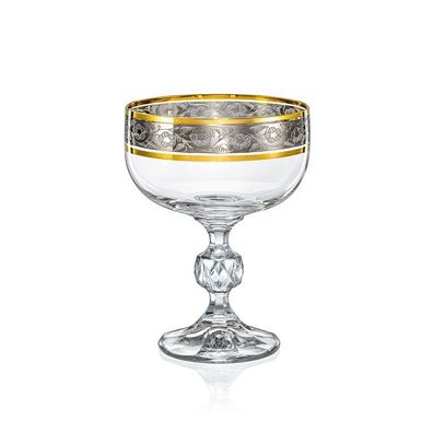 Sektschale Claudia Exclusive Gold Platin Kristallglas 200 ml 6er Set Bohemia