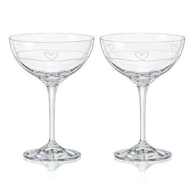 Sektschale Coupe Diamond HEART Kristallgläser 210 ml 2er Set Bohemia