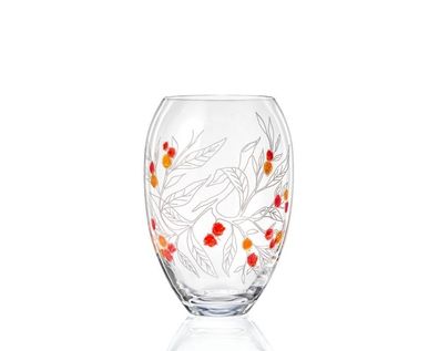Vase Vogelbeere Kristallvase mit Tupfer-Technik 225 mm