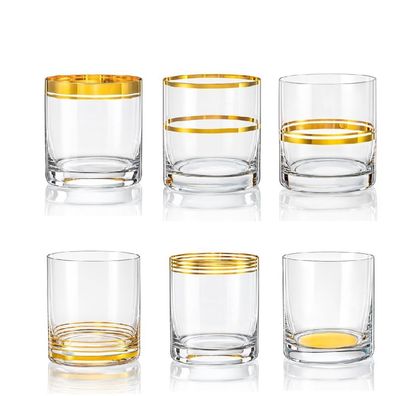 Wassergläser Becher Whiskygläser Harmonics Barline Kristallglas Gold 280 ml 6er Set