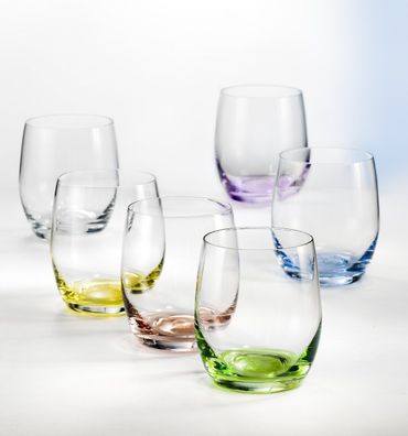 Wassergläser Saftglas Rainbow 300ml 6er Set Kristallglas Mehrfarbig Bohemia Crystalex