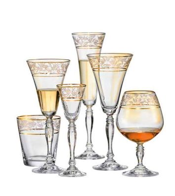 Wasserglas Jive Gold 330 ml 6er Set Kristallglas Bohemia