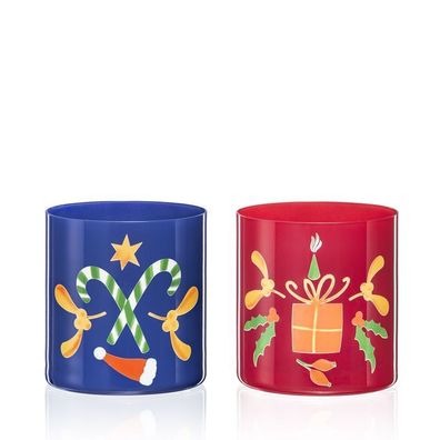 Weihnachtsgläser Gléhweingläser Becher Tasse Nicolaus Rot Blau 2er Set 410 ml