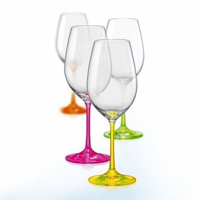 Weingläser Neon 350 ml 4er Set Kristallglas Bohemia Crystalex