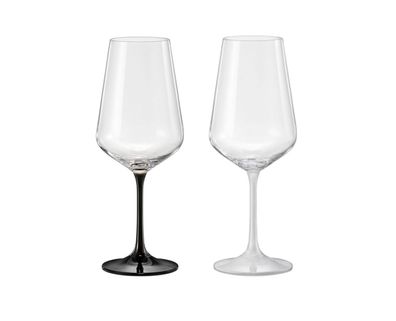 Weingläser Rotweingläser Black & White 450 ml 2er Set am Fuß Kristallglas Crystalex