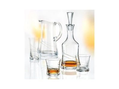 Whiskyset Wasserset Grace geschliffen 7 teilig Set Kristallglas 6 x Gläser, Karaffe
