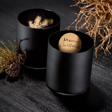 Windlicht schwarz Kerzenhalter Silva 410 ml Kristallglas fér Weihnachten