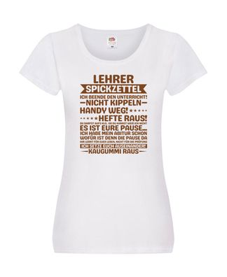 Lehrer Spickzettel | Beruf Tasse | lustiger Spruch vl5 Damen Shirt Weiß