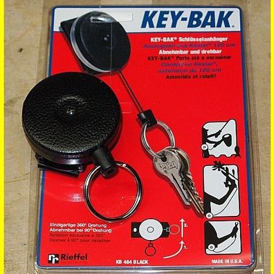 Key-Bak KB 484 black Schlüsselanhänger mit 120 cm Kevlarseil + Gürtelklammer