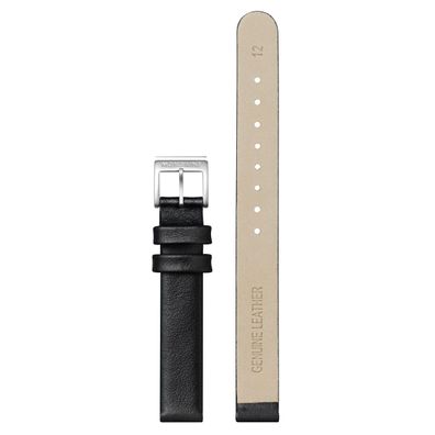 Mondaine Ersatzband, Wechselband Leder schwarz, Stegbreite 12mm