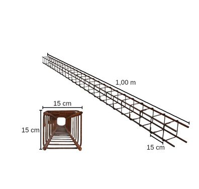 Bewehrungskorb, Länge 1,00 m - 15 x 15 cm (38,00 &euro; m), Baustahl