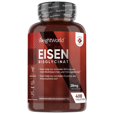 Eisentabletten - 400 Tabletten- 6+ Monate Vorrat - WeightWorld
