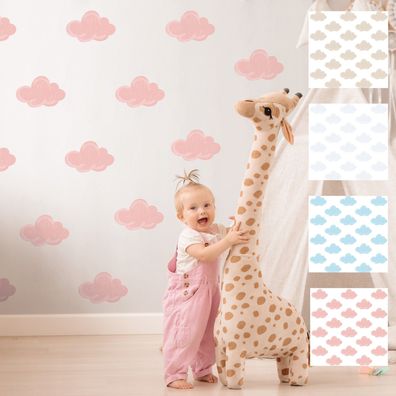 Muralo Aufkleber Set für Kinderzimmer Bunte WOLKEN Wandtattoo für Mädchen Junge