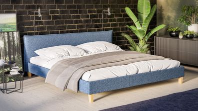 Gabriella - Polsterbett Boucle Stoff Füße aus Massivholz