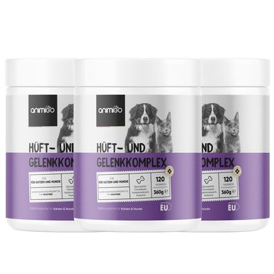 animigo Hüft- & Gelenk Komplex - 120 Kausnacks - Soft Chews mit MSM, Kurkuma - 3 Pack