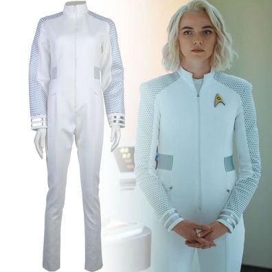 ST Strange New Worlds Cosplay Nurse Chapel White Jumpsuit Overall Uniform