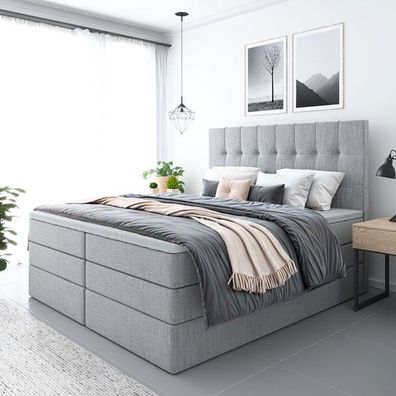 Boxspringbett MERA PLUS mit Bettkästen, Doppelbett, Topper, Bett mit Stauraum