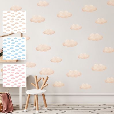 Muralo Wandstickers Set für Kinderzimmer Bunte WOLKEN Aufkleber für Kinder