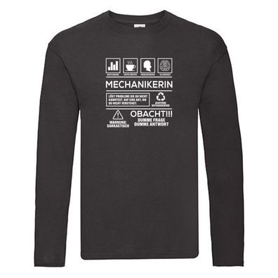 Achtung Probleme: Mechanikerin | KFZ | Beruf lustig Long Sleeve Schwarz