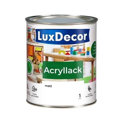Acryllack 750ml Matt (01) Schneeweiß Weißlack Holzlack Spielzeuge Metall Möbel
