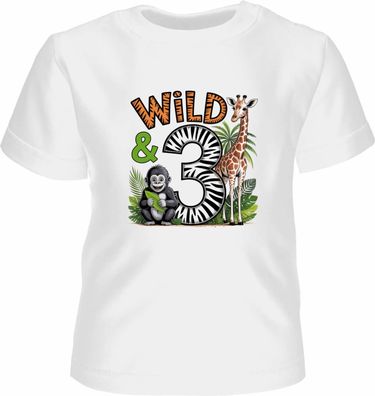 Kinder Geburtstagsshirt kurzarm bedruckt mit WILD 3
