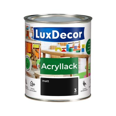 Acryllack 750ml Matt (03) Absolut schwarz Lack Holzlack Spielzeuge Metall Möbel