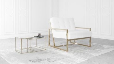 Vincent - Loungesessel mit Metallfüße aus Bouclé-Stoff