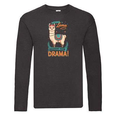 Mama Lama braucht kein Drama | Muttertag | Lama v2 Long Sleeve Schwarz