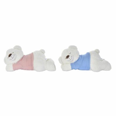 Plüschbär DKD Home Decor Blau Rosa Polyester Weiß Liegend (2 Stück)