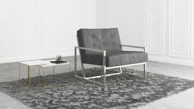 Vincent - Loungesessel mit Metall Füßen aus Samtstoff