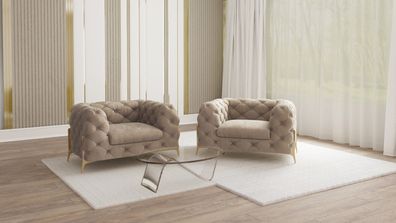 Natalie - Chesterfield Sessel mit Goldene Metall Füßen