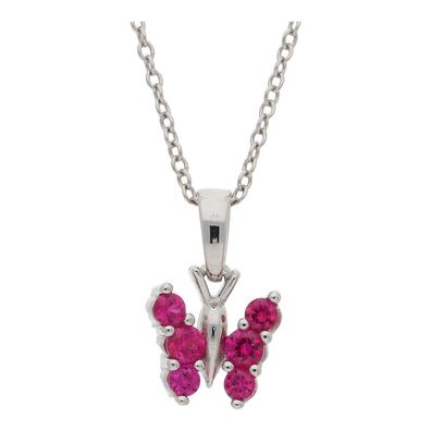 Kinder Anhänger 925 Silber Schmetterling mit pink Zirkonia JL10-02-2424