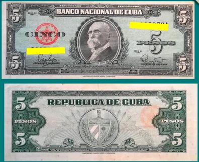 Kuba / Cuba 5 Pesos 1960 (AU) P. 92a 6495#