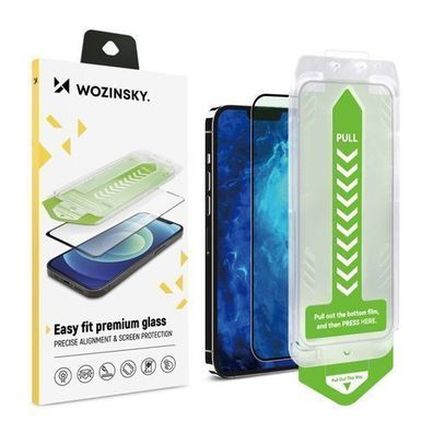 Wozinsky Premium Schutzglas 9H mit Installationsrahmen fuer iPhone 14 - Schwarz