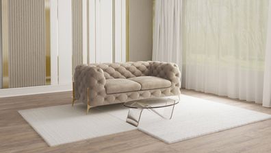 Natalie - Chesterfield Sofa 2-Sitzer mit Goldene Metall Füßen