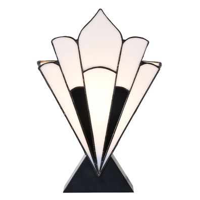 Clayre & Eef Tiffany Tischlampe 21x10x32 cm Weiß Schwarz Glas