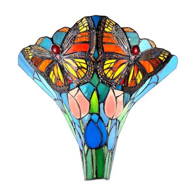 Clayre & Eef Wandleuchte Tiffany 37x18x35 cm Grün Blau Glas